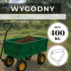 Wózek ogrodowy transportowy metalowy 400 kg zielony