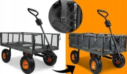 WÓZEK OGRODOWY TRANSPORTOWY PRZYCZEPKA TACZKA KOŁA PLANDEKA DO 400KG 100L