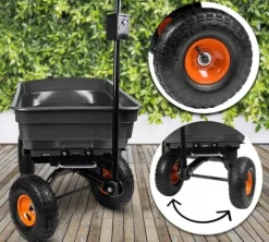 WÓZEK OGRODOWY TRANSPORTOWY PRZYCZEPKA TACZKA POMPOWANE KOŁA DO 300KG 75L