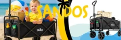 WÓZEK PLAŻOWY SUNSHINE CZARNY SKŁADANY TURYSTYCZNY PLAŻA PRZYCZEPKA 100KG