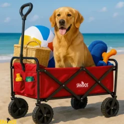 WÓZEK PLAŻOWY SUNSHINE CZERWONY SKŁADANY TURYSTYCZNY PLAŻA KEMPING 100KG
