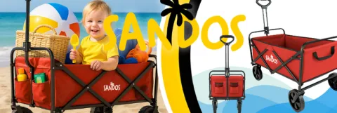 WÓZEK PLAŻOWY SUNSHINE CZERWONY SKŁADANY TURYSTYCZNY PLAŻA KEMPING 100KG
