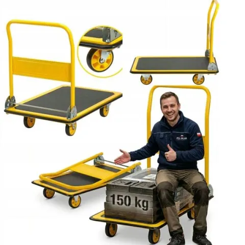 WÓZEK PLATFORMOWY TOWAROWY Składany 150kg Antypoślizgowa Powierzchnia MOCNY