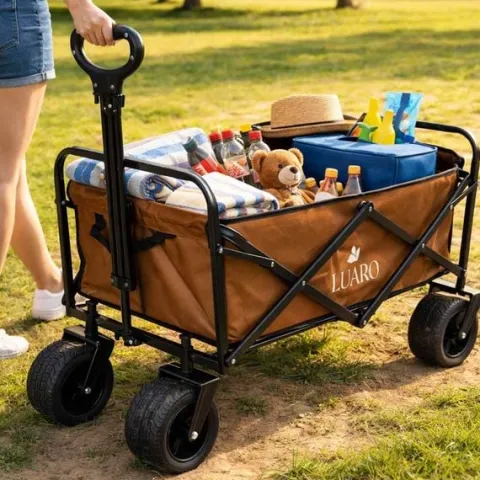 Wózek Transportowy Turystyczny Ogrodowy Plażowy Składany ze Stolikiem 2w1