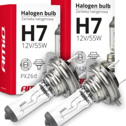 2X ŻARÓWKA HALOGENOWA AMIO H7 12V 55W FILTR UV ŻARÓWKI MIJANIA HOMOLOGACJA