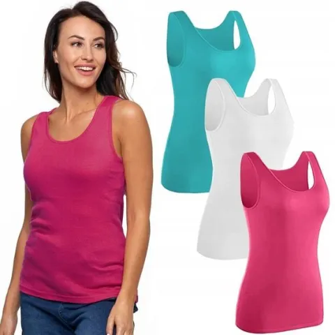 3x DAMSKI Tank TOP Bawełniany Moraj Podkoszulka Zestaw 3szt KOLORY r. M