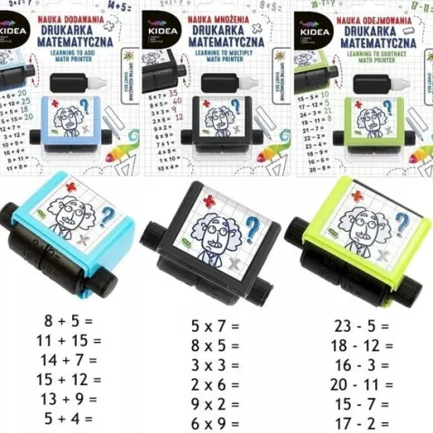 3x DRUKARKA MATEMATYCZNA NAUKA MNOŻENIE DODAWANIE ODEJMOWANIE KIDEA