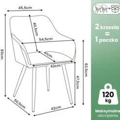 2x Krzesło welurowe tapicerowane do salonu ESTELLE Butelkowa Zieleń Czarne