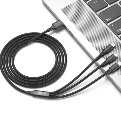 XO Kabel 3w1 USB Lightning + USB-C + microUSB, Przewód 3w1 USB Lightning