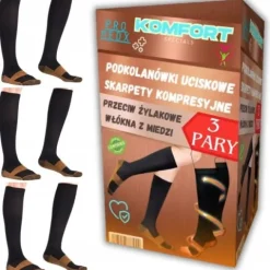 3X PODKOLANÓWKI PRZECIWŻYLAKOWE UCISKOWE NA ŻYLAKI SKARPETY SKARPETKI 39-44