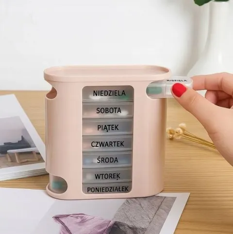 2 x Pojemnik na leki kasetka pudełko na tabletki 7 dni 4 pory dnia