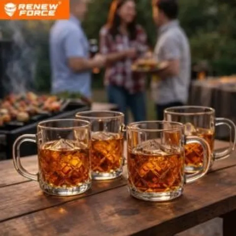 6x SZKLANKA DO KAWY HERBATY NAPOJÓW SZKLANKI Z UCHEM ZESTAW SZKLANEK 230ml