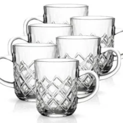 6x SZKLANKA DO KAWY HERBATY NAPOJÓW SZKLANKI Z UCHEM ZESTAW SZKLANEK 230ml