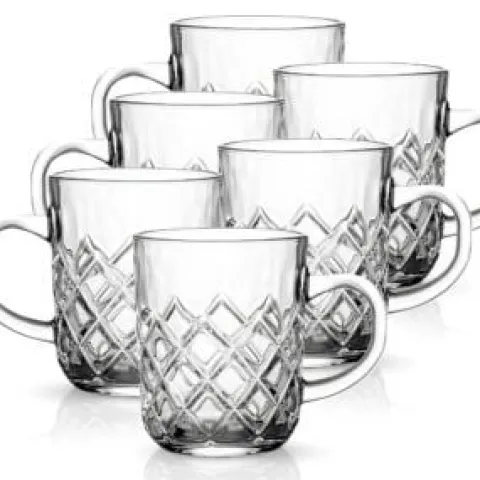 6x SZKLANKA DO KAWY HERBATY NAPOJÓW SZKLANKI Z UCHEM ZESTAW SZKLANEK 230ml