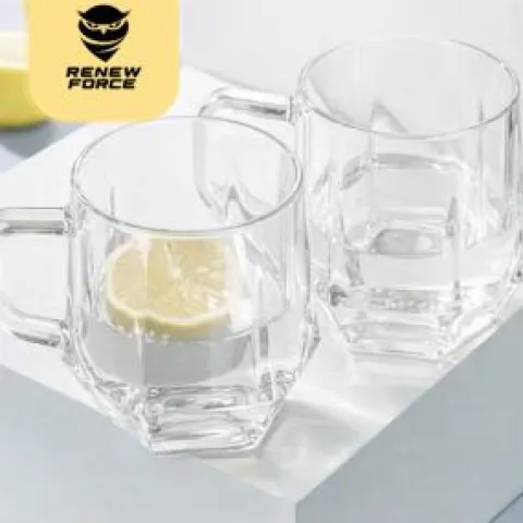 6x SZKLANKA Z UCHEM 300ml ZESTAW DUŻE SZKLANKI NA KAWĘ LATTE HERBATĘ