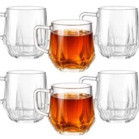 6x SZKLANKA Z UCHEM 300ml ZESTAW DUŻE SZKLANKI NA KAWĘ LATTE HERBATĘ