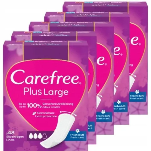 5x Zestaw Carefree Plus Large wkładki higieniczne 48 szt.