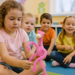 Żyrafa pop tube rurka rozciągania z przyssawkami sensoryczna różowy