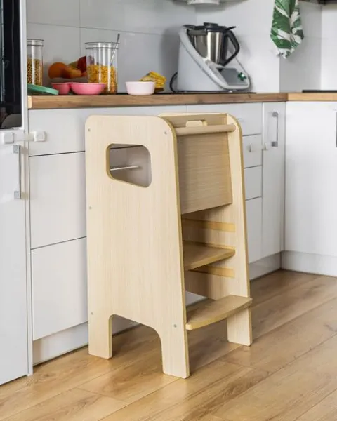 Zabudowany Kitchen Helper dla dzieci Dąb