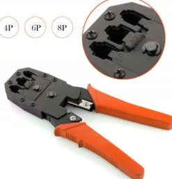 Zaciskarka Wtyków Skrętki Kabli RJ45 + Złącza 25x Wtyk RJ-45 do Zaciskania