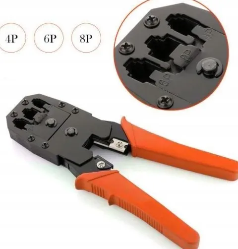 Zaciskarka Wtyków Skrętki Kabli RJ45 + Złącza 25x Wtyk RJ-45 do Zaciskania