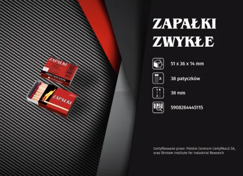 Zapałki krótkie MONONEGRO 100 pudełek (100 x ~38szt.) 44mm