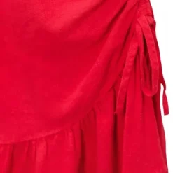 ZARA Piękna Kopertowa Sukienka z Lnem FUKSJA LUX S