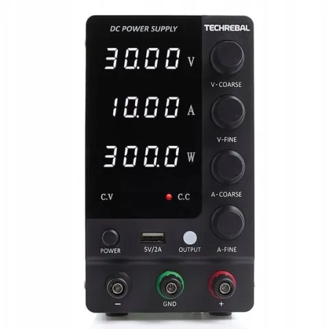 ZASILACZ LABORATORYJNY SERWISOWY TECHREBAL SPS-C3010 30V 10A USB 5V + KABLE