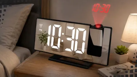 Zegar budzik elektorniczny cyfrowy z projektorem led lustro termometr