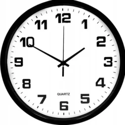 ZEGAR ŚCIENNY CZARNY 30cm na ścianę dekoracyjny klasyczny do kuchni