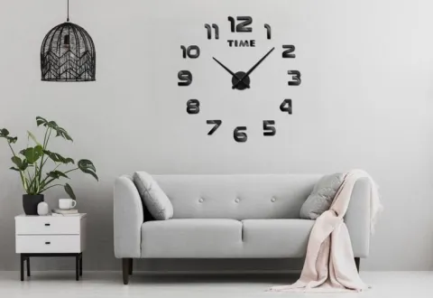 Zegar ścienny DIY NEPRI 65 - 130 cm - czarny 3D
