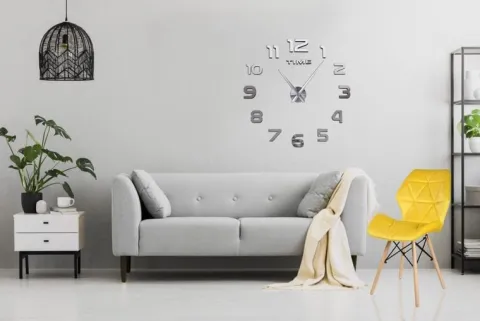 Zegar ścienny DIY NEPRI 65 - 130 cm - srebrny 3D