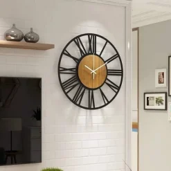 Zegar Ścienny 3D Metalowy Wiszący Vintage Rzymski Na Ścianę Loft 40cm Cichy