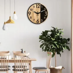 Zegar ścienny drewniany Dębowy ALFRED - 33 cm cichy, zegar do salonu