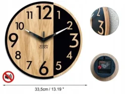 Zegar ścienny drewniany Dębowy ALFRED - 33 cm cichy, zegar do salonu