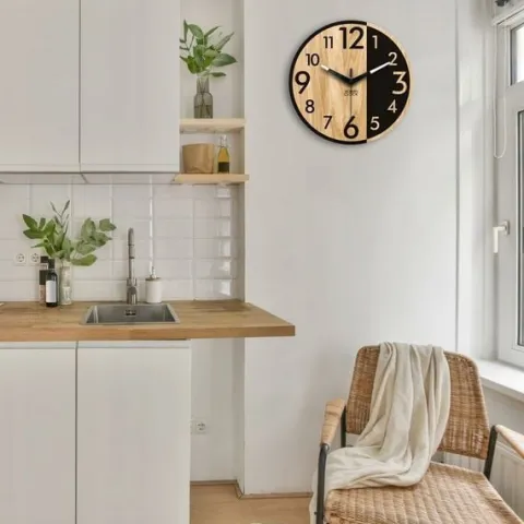 Zegar ścienny drewniany Dębowy BERLIN 33 cm cichy
