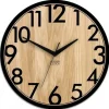Zegar ścienny drewniany Dębowy FOCUS – 33 cm, cichy mechanizm