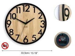 Zegar ścienny drewniany Dębowy FOCUS – 33 cm, cichy mechanizm