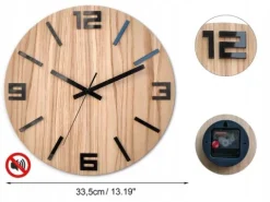 Zegar ścienny drewniany Dębowy ARABIK - 33 cm cichy, zegar do salonu