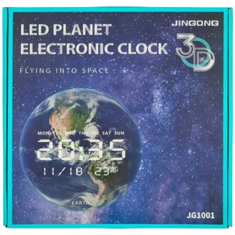 Zegar Ścienny Nowoczesny Planeta Mars z Wyświetlaczem LED 32 cm 12/24H
