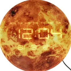 Zegar ścienny planeta mars z wyświetlaczem LED 32 cm pomarańczowy