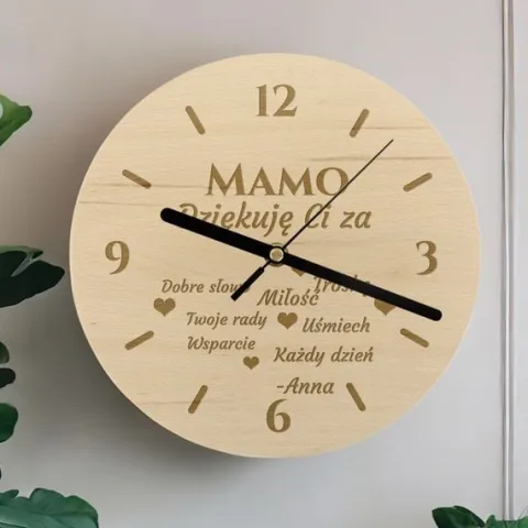 ZEGAR ŚCIENNY PREZENT NA DZIEŃ MAMY GRAWER NADRUK