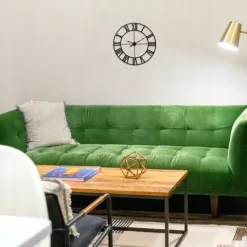 ZEGAR ŚCIENNY RETRO ELEKTRONICZNY CZARNY LOFT RZYMSKI 3D CICHY VINTAGE