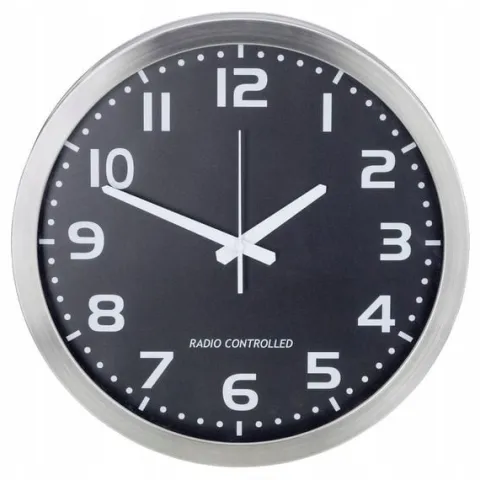 Zegar ścienny sterowany radiowo 40cm DCF77 aluminium