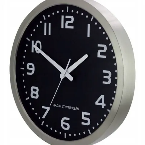 Zegar ścienny sterowany radiowo 40cm DCF77 aluminium