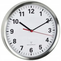 Zegar ścienny sterowany radiowo 22cm DCF77 aluminium cicha praca wskazówek