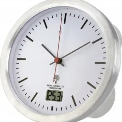 Zegar ścienny sterowany radiowo 17cm DCF77 pomiar TEMPERATURY przyssawka