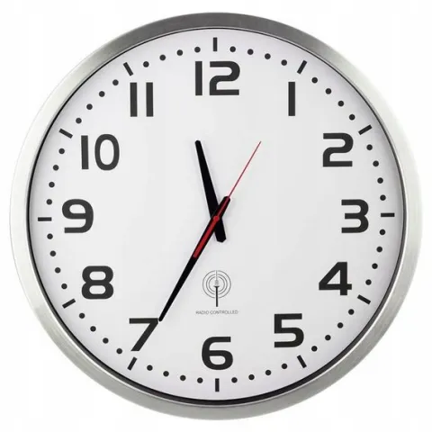 Zegar ścienny sterowany radiowo 50cm DCF77 aluminium