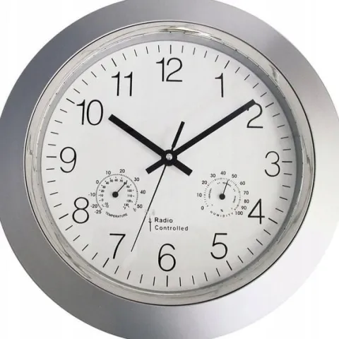 Zegar ścienny sterowany radiowo temperatura 34cm