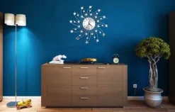 ZEGAR ŚCIENNY Z KRYSZTAŁKAMI SŁOŃCE KRYSZTAŁKI GLAMOUR STYLOWY DUŻY 50 cm